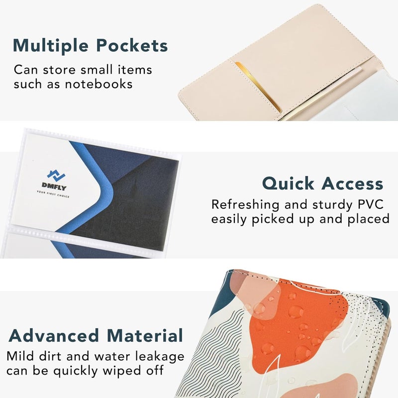 DMFLY Leather Professional Business Card Holder Organizer Book - 300 Card Capacity Premium PU Folder with Soft Cover, Name Card Credit Cards Binder for Men/Women, Desert Leaf - Image 3